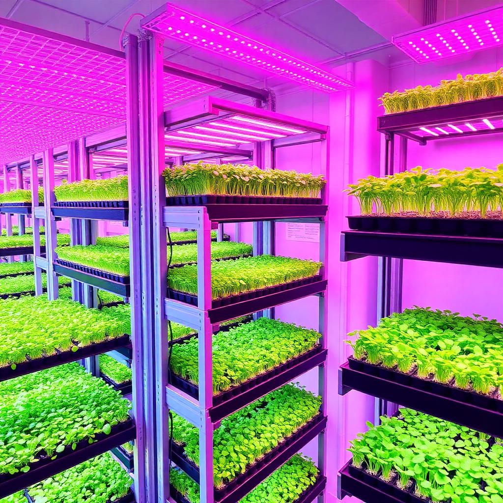 Vertical grow racks with microgreens