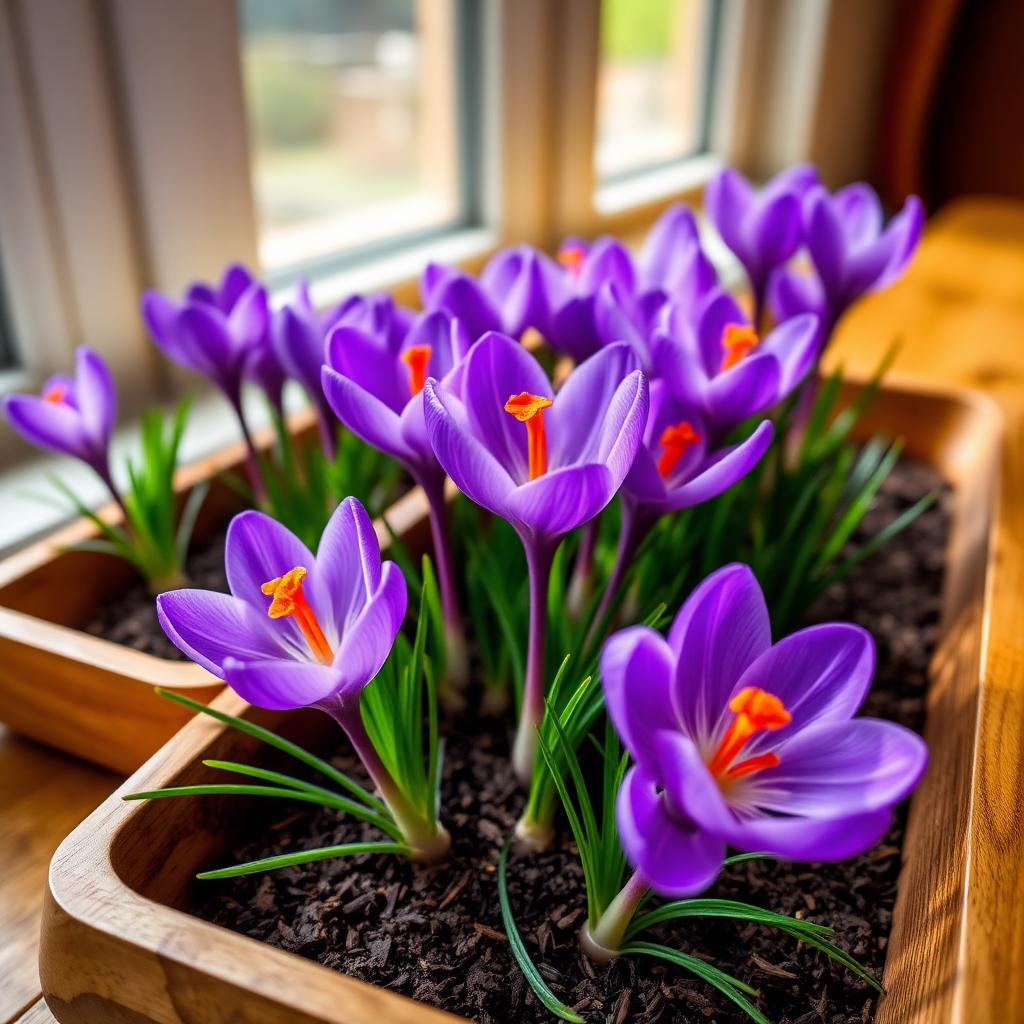 Kashmiri saffron crocus blooms